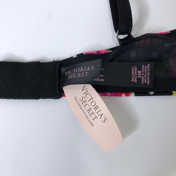 VICTORIA'S SECRET FLORAL PUSH UP BALCONET BRA 34 B NWT - Picture 4 of 7